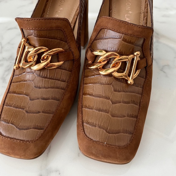 Gibson Latimer Ritah Camel Suede Leather Heeled Loafer - Picture 4 of 6